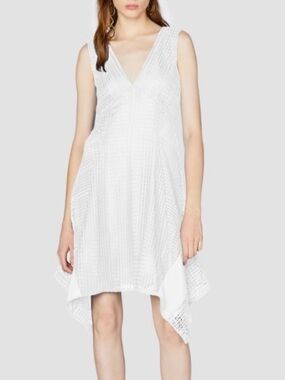Derek Lam 10 Crosby V Neck Pieced Lace Dress White Size 8